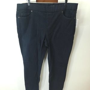 Lands' End Jeggings Womens 20W Solid Blue Pull On Elastic Waist Pockets